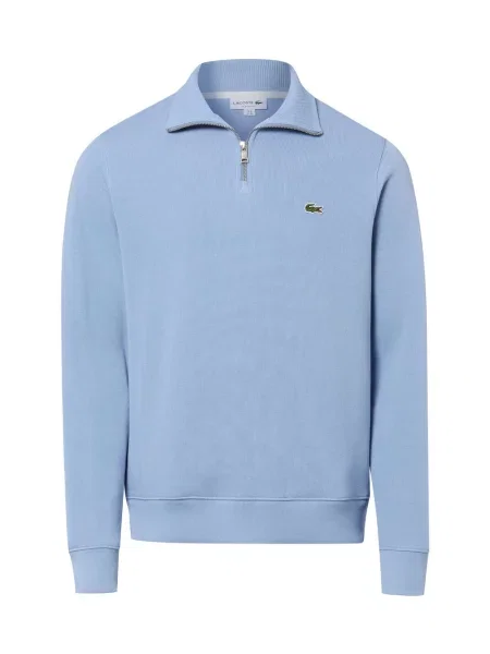 Bluza z kołnierzem o kroju regular fit z czystej bawełny Lacoste niebieska