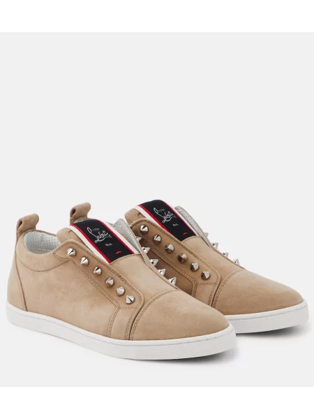 Sneakerși Christian Louboutin din piele de căprioară bej