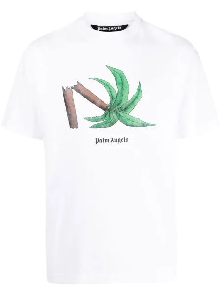 Tricou Palm Angels cu imagine alb
