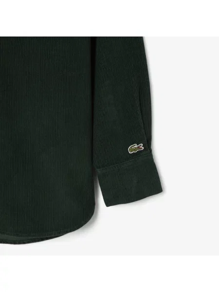 Lacoste Sztruksowa Koszula Wierzchnia O Luźnym Kroju zielona