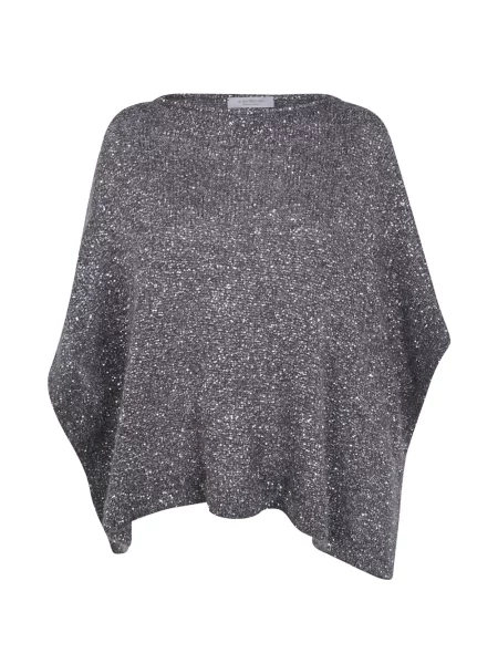 Poncho D.exterior cu paiete tricotate gri