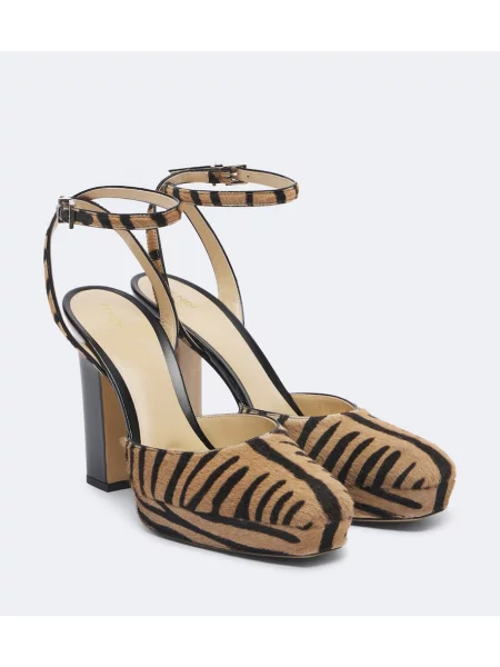 Pantofi cu toc Fendi cu platformă cu imagine cu dungi de tigru maro