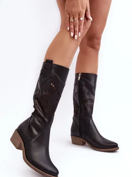 Ботуши Pa2 с дантела черно