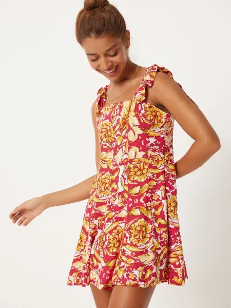 Happiness İstanbul Rochie de vară galben auriu / galben deschis / roz închis alb