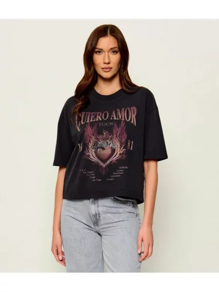 GUESS Tricou HEARTFLAME | Relaxed fit gri