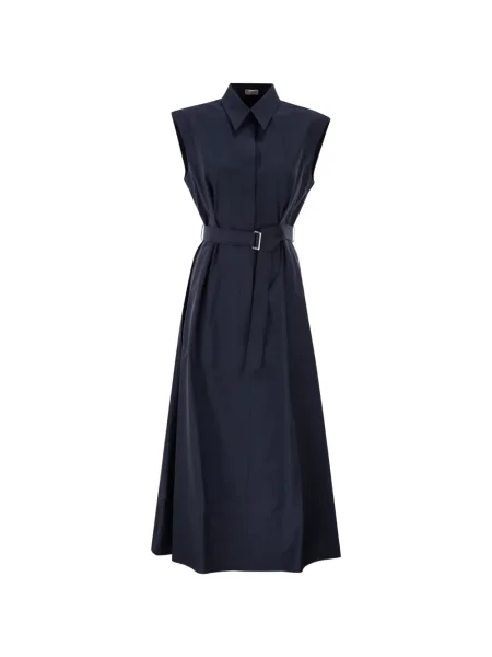 Rochie maxi Brunello Cucinelli fără mâneci de costum albastru