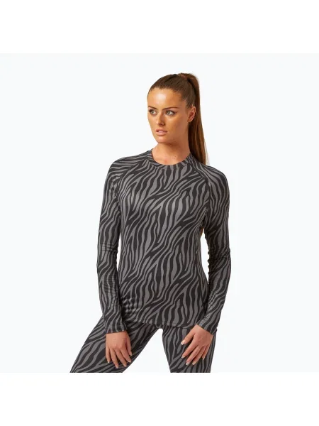 Tricou mânecă lungă Surfanic cu model zebră cu decolteu în U negru