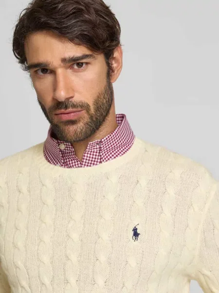Polo Ralph Lauren sweter Mężczyźni Wełna jednolity XL biały