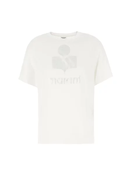 Koszulka Isabel Marant Etoile w jednolitym kolorze z krótkim rękawem casual biała