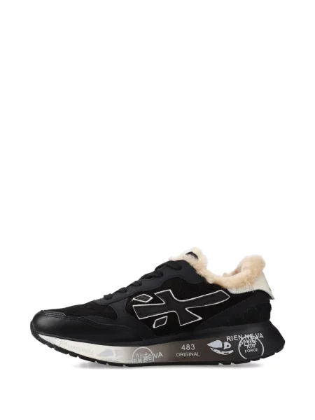 Sneakers Premiata με αυτόγραφο με γούνα μαύρο