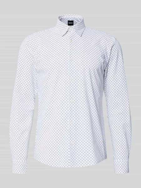 Koszula casualowa o kroju slim fit ze wzorem na całej powierzchni model Boss biała