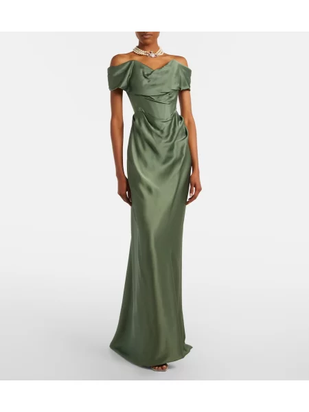 Rochie Vivienne Westwood din satin drapată verde