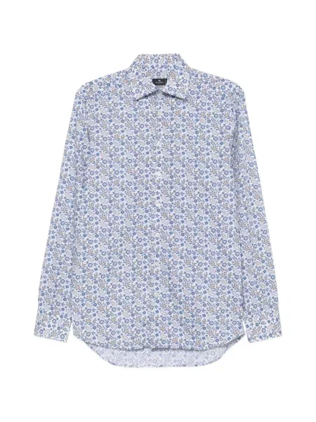 Lung cămașă Etro cu model floral cu imagine alb