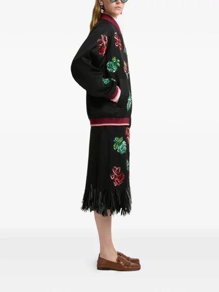 Fustă Marni cu paiete cu model floral negru