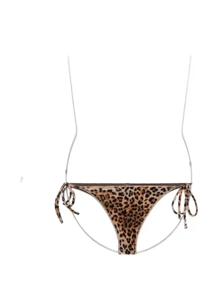 Bikini Mc2 Saint Barth cu model leopard cu legături maro