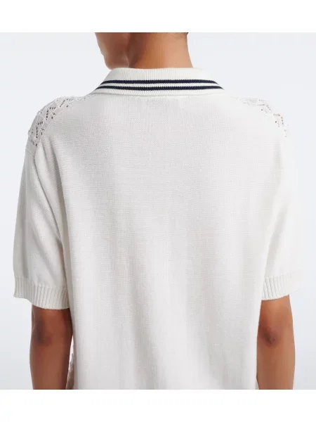 Tricou polo Miu Miu tricotate alb