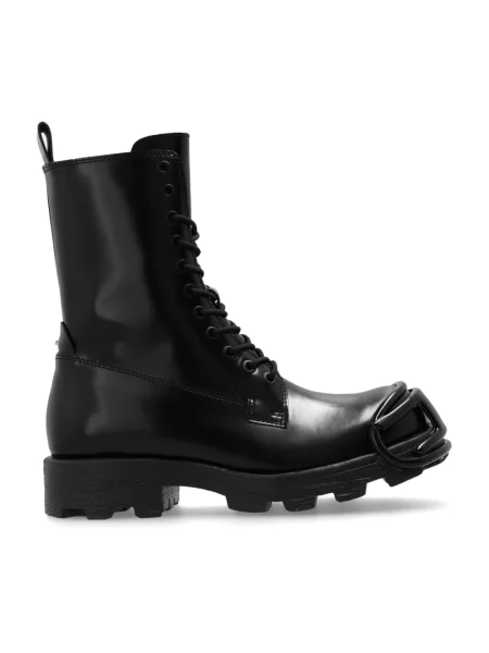 Buty do kostki Diesel skórzane czarne