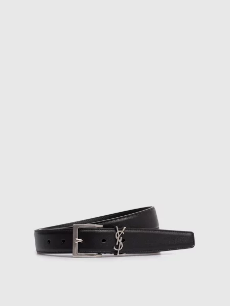 Кожаный ремень Saint Laurent с ремешками черный
