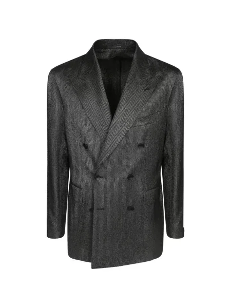 Sacou Tagliatore cu model herringbone cu două rânduri de nasturi gri