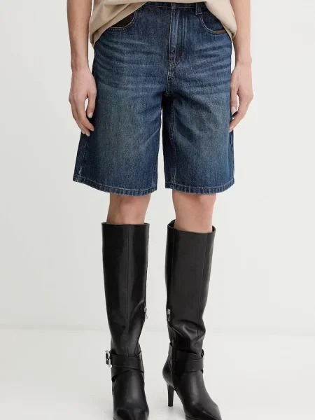 Miss Sixty pantaloni scurți jeans uni high waist albastru