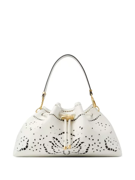 Geantă Jimmy Choo cu broderie din piele alb