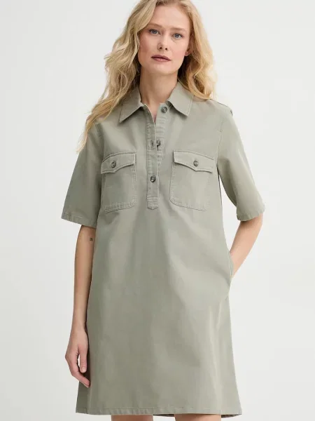 A.P.C. rochie din robe selia mini drept verde