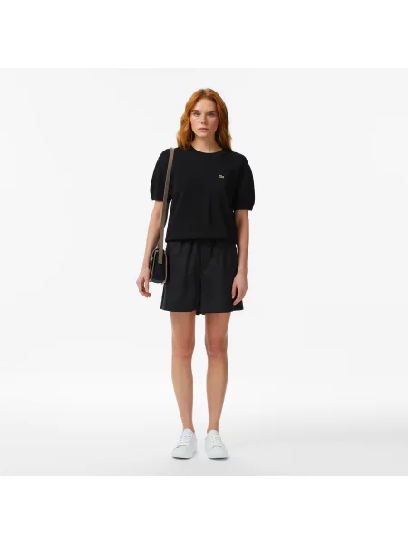 Lacoste Bluzka Z Okrągłym Dekoltem Z Krótkim Rękawem Relaxed Fit czarna