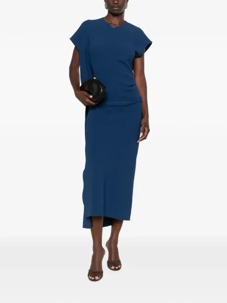 Rochie midi Victoria Beckham drapată albastru