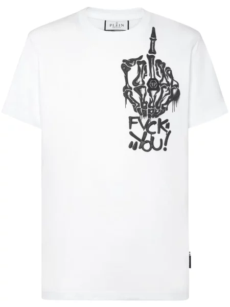 Tricou Philipp Plein cu imagine alb