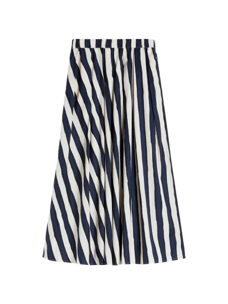 Fustă midi Max Mara cu dungi până la genunchi albastru