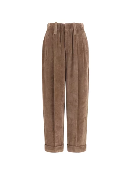 Pantaloni Brunello Cucinelli de catifea cord maro