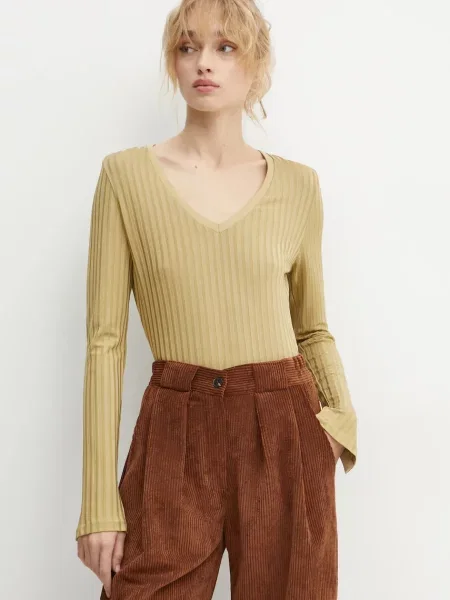 Majica z dolgimi rokavi BOSS zelena