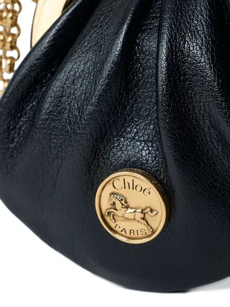 Colier Chloé din piele cu autograf negru