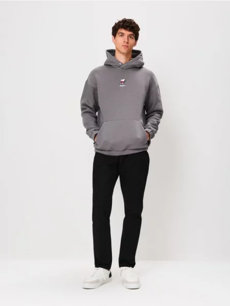 Sinsay Bluza hoodie z haftem Peanuts szary