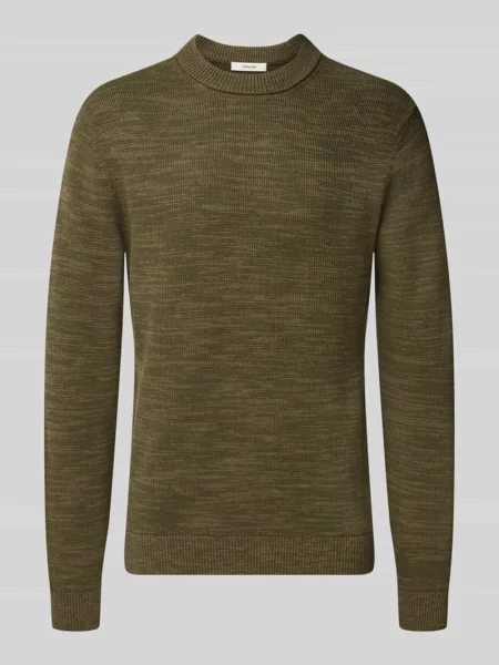 Sweter z dzianiny o kroju regular fit z czystej bawełny model DANE' Selected granatowy