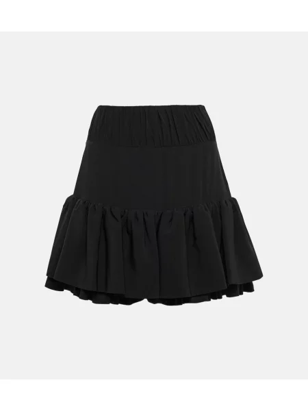 Fustă Paco Rabanne cu talie înaltă cu volane negru
