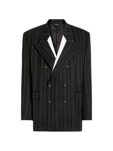 Geacă Dolce & Gabbana de lână cu două rânduri de nasturi negru