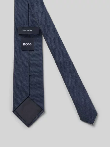 Krawat z mieszanka jedwabiu model H-Tie 75 Boss granatowy