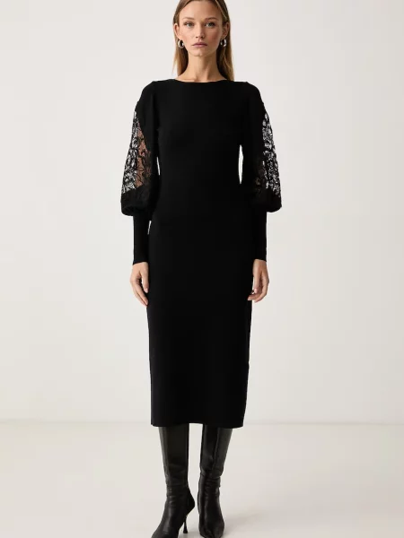 Luisa Spagnoli rochie tricotată din lână Madelin negru
