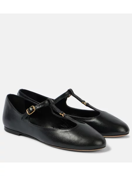 Balerini Chloé din piele negru