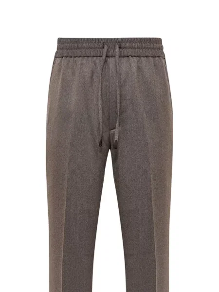 Pantaloni Brioni de lână cu cordon maro