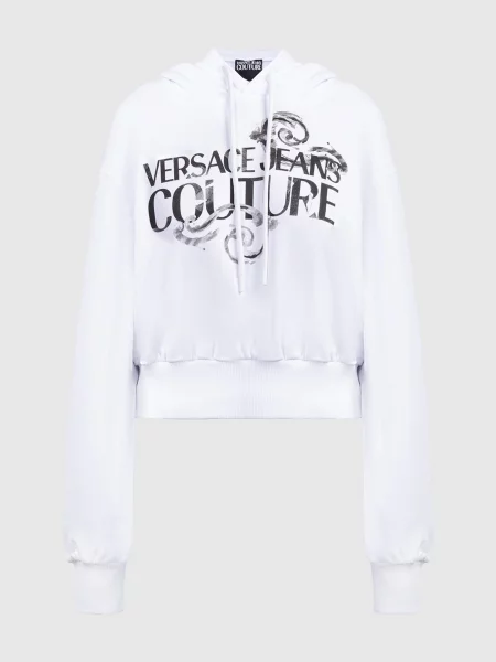 Худі з принтом логотипа Versace Jeans Couture біле