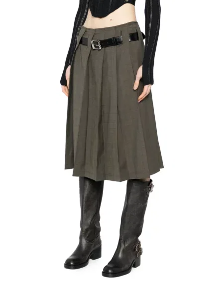 Fustă midi Bonbom în carouri maro