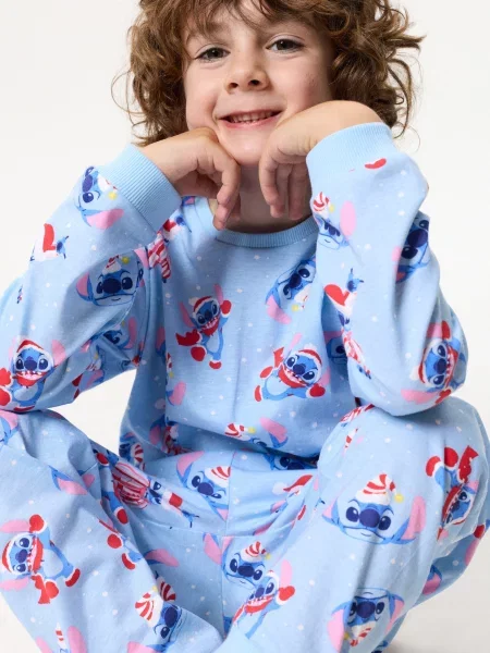 Sinsay Vánoční dvoudílné pyžamo s potiskem Stitch modrá