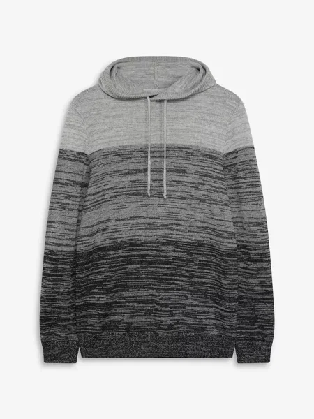 Sweter z cienkiej dzianiny z kapturem o kroju regular fit szary