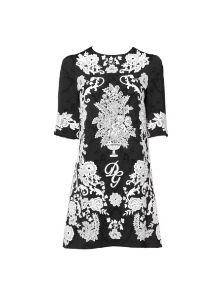 Sukienka mini Dolce And Gabbana koronkowa w kształcie litery A elegancka czarna