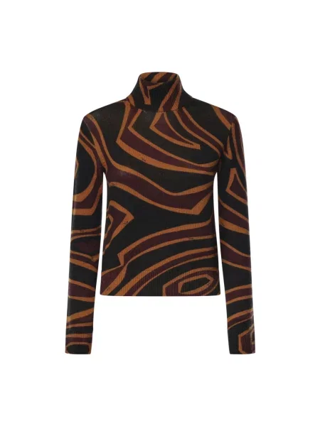 Sweter z golfem Pucci wełniany z nadrukiem