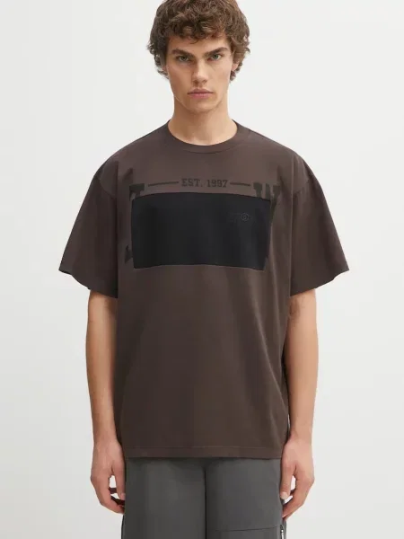 Maison Margiela tricou din cu imprimeu maro