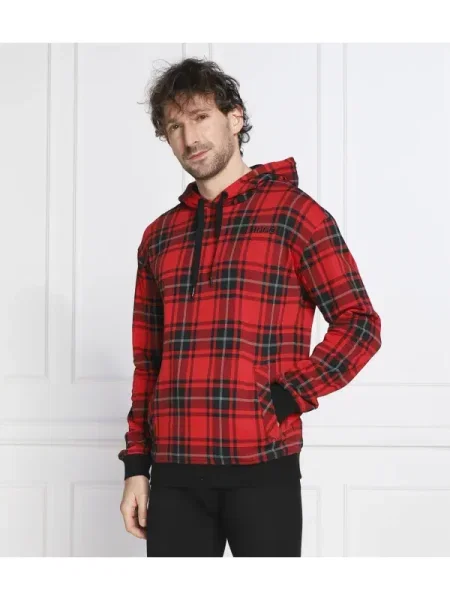 Hugo Bodywear Hanorac Checked Sweat Hood roșu