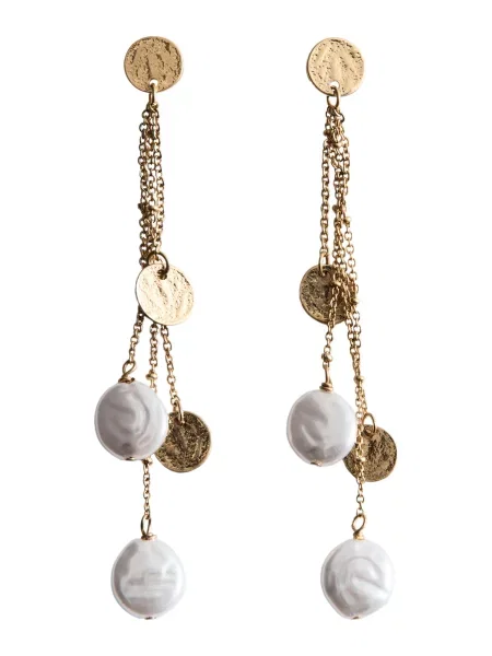 MANGO Cercei auriu / perlat alb